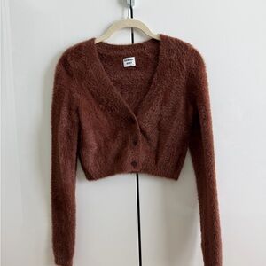 Aritzia Fuzzy Rust Cardigan